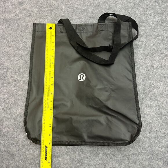 Lululemon Reusable Tote Black White Classic Shopping Bag Snap Closure Authentic - Picture 4 of 5